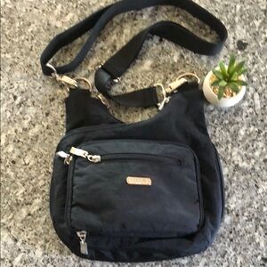 Baggalini Black MULTI POCKET CROSSBODY SHOULDER BAG 10”x10”